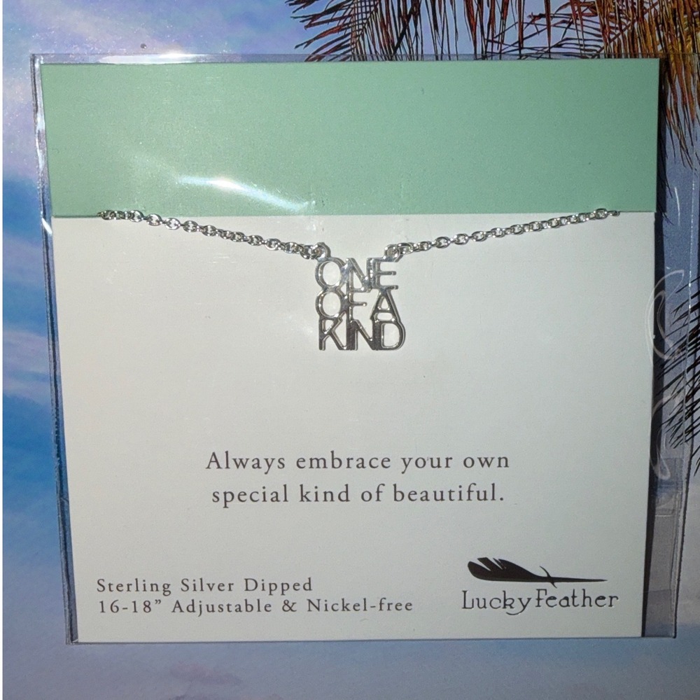Lucky Feather One Of A Kind Sterling Silver Dipped Necklace 16-18" New